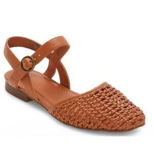 Frye And Co Women's Maxie Woven Slingback Flats Sandals Shoes Buckles Brown 9.5